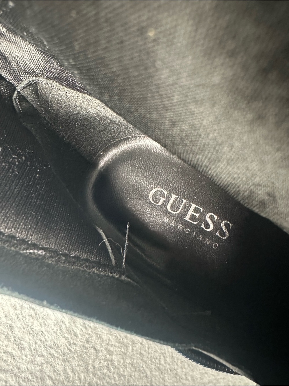 GUESS by Marciano Vintage Y2K Black Leather Buckle Pointed Toe Stiletto Boots 7M - Picture 10 of 14